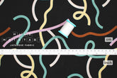 Japanese Fabric Yay Yay - black with pink, green, lemon, cream - 50cm
